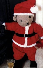 Knitting pattern copy 2330.  Toy teddy bear & santa suit clothes.  16.5" tall. 