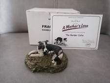 VERY RARE DANBURY MINT BORDER COLLIE DOG FIGURINE MUM + PUP + COA + BOX + 04