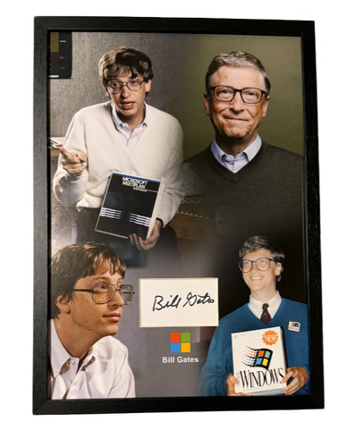Framed bill gates signed photo - gates,