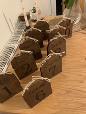 Table Numbers Wooden Wedding Carved Tie Place Settings Dressing