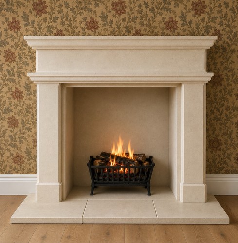 Bath stone natural fireplace - bath,