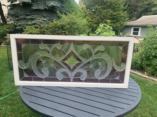 Antique stained glass transom - stained,