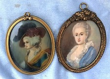 *2 Antique Painted Portrait
