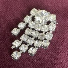 Vintage Art Deco Clear Rhinestone Waterfall Articulated Brooch Working Pin