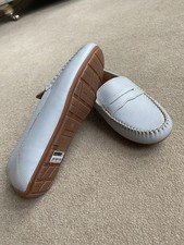 Bata Loafers Size 6 Genuine Leather Light Blue Flat Women's Shoes