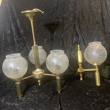 1960's BHS Bras 3-arm upward Semi Flush Ceiling Light Pendant Glass + Wall light