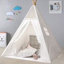 Kids Teepee Tent Four Poles Indian Play Tents Toddlers Boys Girls Playhouse UK