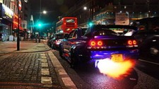 LONDON BLUE FLAMES NISSAN GTR