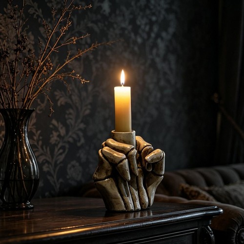 Halloween skeleton hand candle - skeleton,