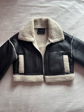 Pull & Bear Black and Cream Aviator Coat | Brand New | Perfect Condition | XS