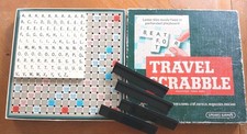 Vintage Travel Scrabble in Box Spears Games. Clip In Letters. Wooden Tile Racks.
