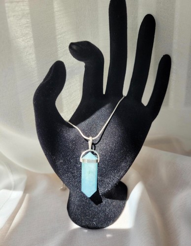 Blue aquamarine point - blue, pendant