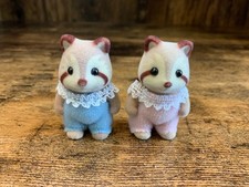 Sylvanian families Rare Mulberry racoon  twins baby boy girl HTF  perfect! ❤️