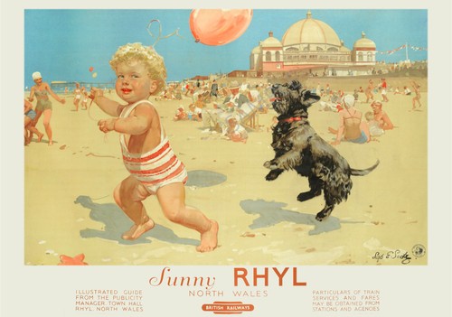 Vintage railway poster - vintage, rhyl