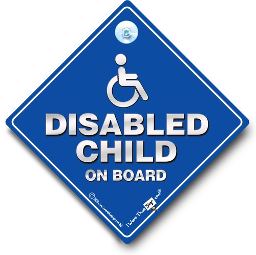 Disabled child board car - on,