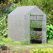 Greenhouse Walk In with Shelves Plastic Garden Steel Frame