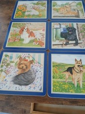 Vintage Table Mats Placemats x 6 Different Dogs Cute Retro Decor Kitchen