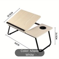 Portable Folding Laptop Table / Bed Tray / Breakfast Table, Natural White Maple 