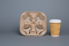 4 Cup Tray Holder Paper Cardboard Carrier Tea Coffee Hot & Cold Drinks x 125 pcs