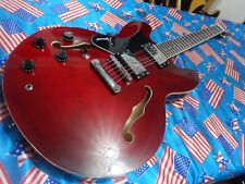 SUPERB HARTWOOD REVIVAL LEFT HANDED SEMI ACOUSTIC GUITAR, WINE RED,FULLY SET  UP