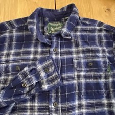 WOOLRICH Oxbow Flannel Over Shirt  XXL Waist Pockets Plaid Blue