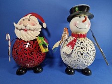 CHRISTMAS SANTA & SNOWMAN LED Decoration Light Up Outdoor Ornament Xmas Filigree