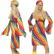 Ladies 60s 1960s Rainbow Hippy