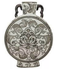 Angel Trumpet Inspired Hand Painted Black & White Vase Flower Vase Home Decor