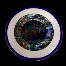 Peacock and Wisteria Stained Glass Plate RMF28-GB