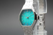 1976 [Near MINT w/ Tag] SEIKO Bracelet 1104-3390 Blue 21J Manual Ladies Watch