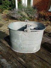 Vintage Galvanised Metal Mop Bucket  - Watertight