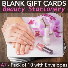 Gift Voucher Card Beauty/Nail Salons/ Nail Technicians - x10 + Envelopes M