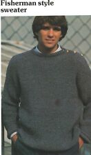 245 MAN'S FISHERMAN STYLE SWEATER 4PLY 40-44" VINTAGE KNITTING PATTERN COPY