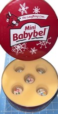 COMPLETE SEALED NOS SET 5 MINI BABYBEL’S CHEESE CHRISTMAS Snow Globes In Tin Box
