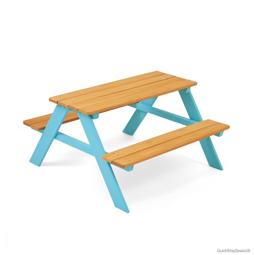 Kids wooden picnic table bench - kids,