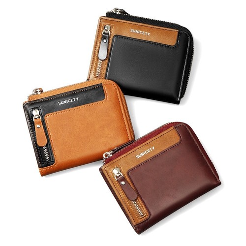 Mens leather zip around wallet - leather,
