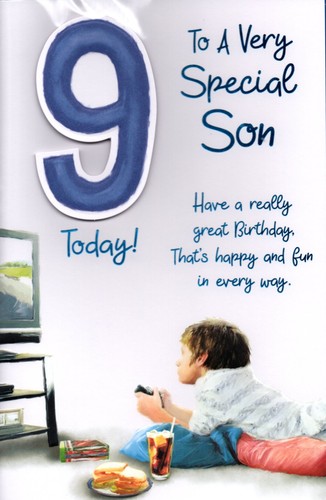 Son 9th birthday card large - son,
