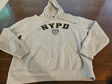 New York City Police Department NYPD Licensed Hoodie Sweatshirt Gray Mens Large