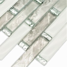 Mosaic Tiles Sheet Elegance Grey And White Glass for Walls Floors Baths Kitchen