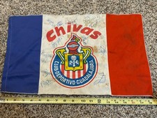 Chivas De Guadalajara Soccer Vintage Signed Autograph Flag Banner Please Read