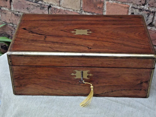 Brass edged rosewood writing - rosewood,