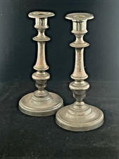 Pair of Antique 1820s Silver-Plated Candlesticks – Elegant Georgian Style (W3)
