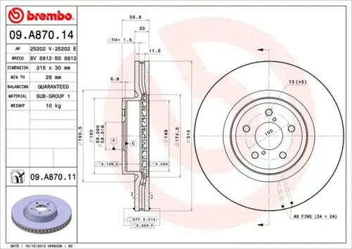 Brake disc internally - 2x,