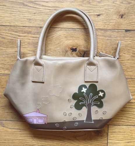 Beige faux leather handbag - faux,