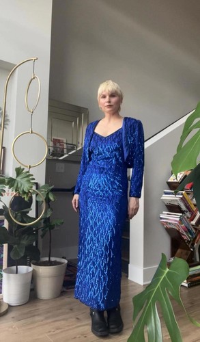 Vtg 80s cobalt - cobalt, silk