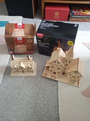 Led village scene ornament - led,