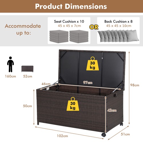 Rattan deck storage box large - rattan,