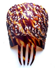 Mid century hair comb Spanish mantilla faux tortoiseshell matador hair accessory