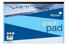 Silvine A3 Graph Pad. 50 Sheets of Quality 90gsm Paper, Printed 1-5-10mm Graph.