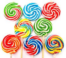 LOLLIPOPS 50 x 30g RAINBOW SWIRLY LOLLIES BULK PARTY BAG FILLERS HALAL VEGAN